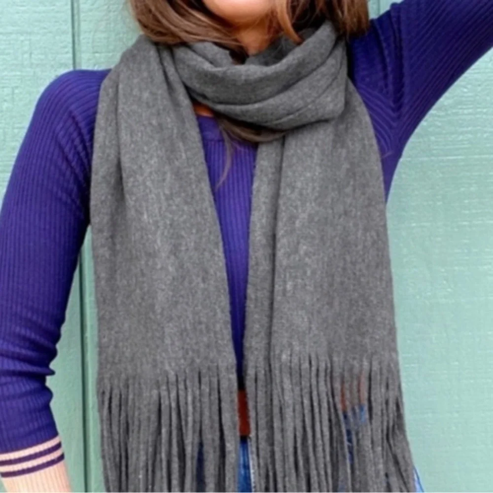 Lucky brand grey Fringe Scarf